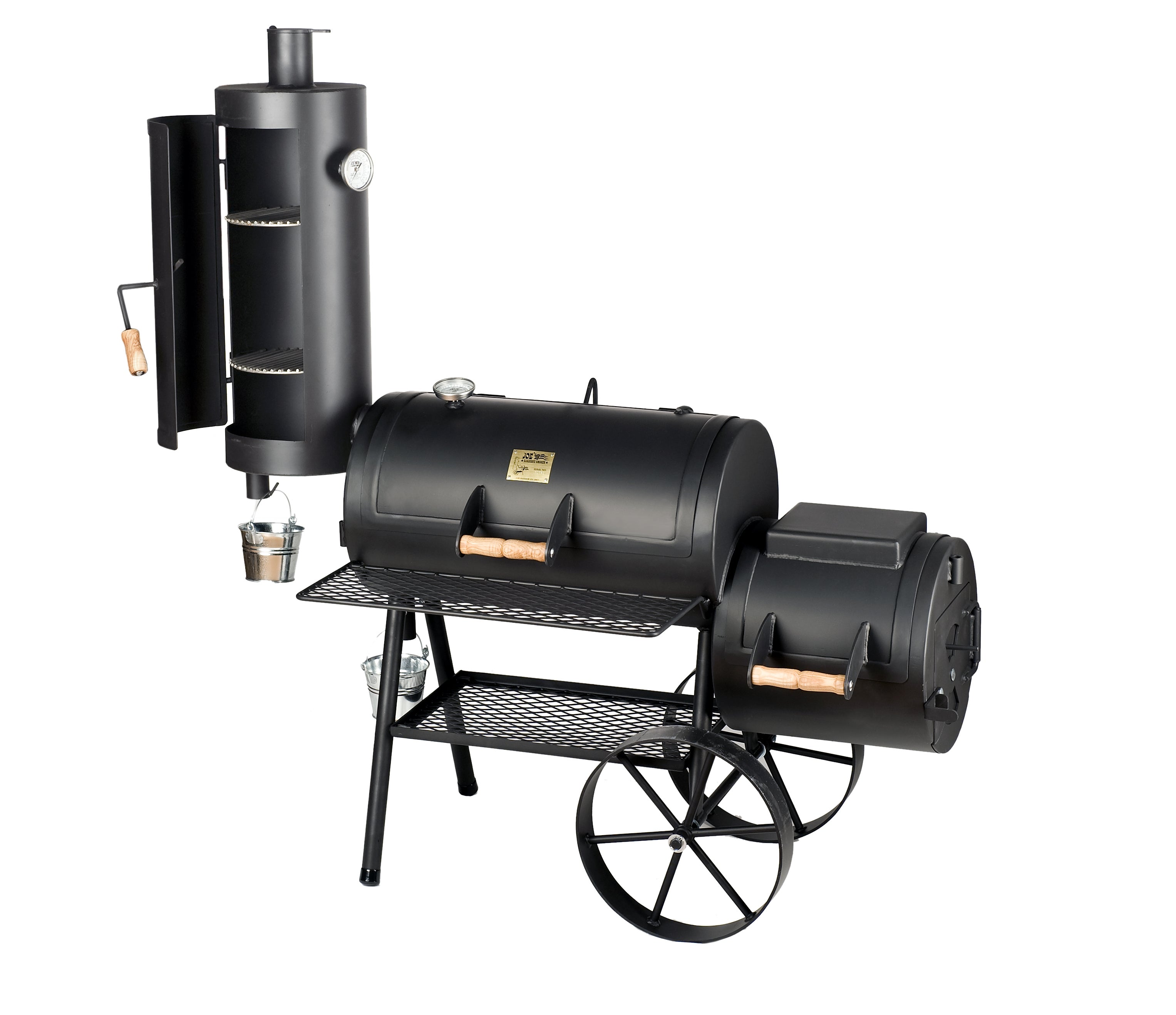 Es handelt sich hier Smoker JOEs BBQ 16 Special mit Kochplatte für die Grillsaison.