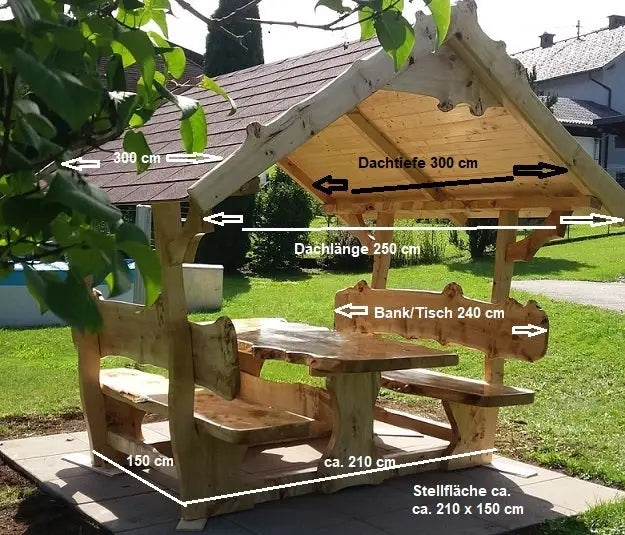 Es handelt sich hier um Pavillon Groß aus Pappel Holz massiv, rustikal, Outdoor für den Garten.