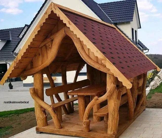 Es handelt sich hier um Pavillon - Baumstammpavillon Klein für den Garten.