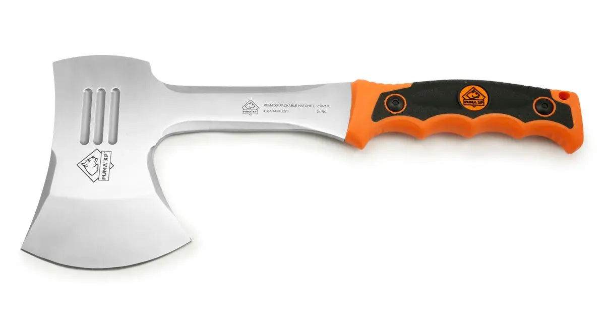 Es handelt sich hier um PUMA XP packable hatchet, orange, Beil für die Jagd.