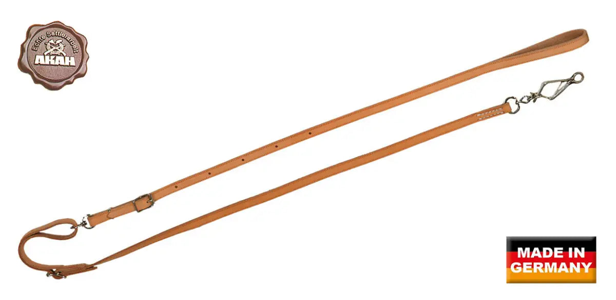 Es handelt sich hier um AKAH Umhängeleine aus Fahlleder für die Jagd.