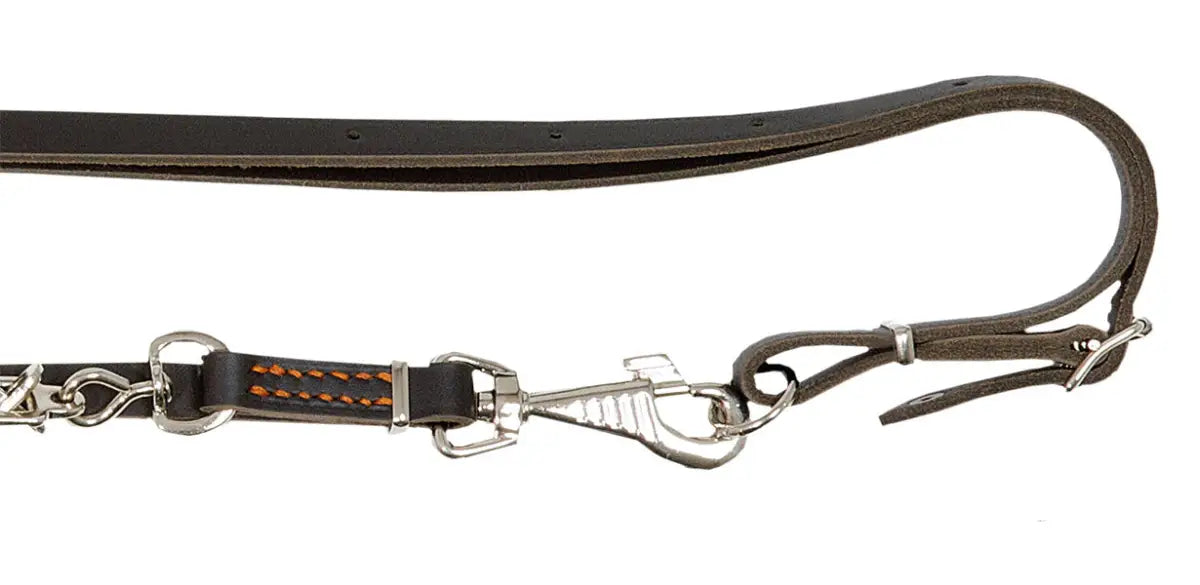 Es handelt sich hier um AKAH Spezial-Umhängeleine aus Sattelleder für die Jagd.