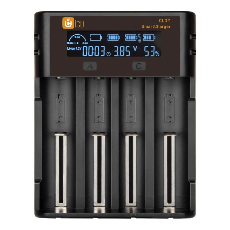 Akkuladegerät SmartCharger für Wildkamera ICU CLOM für die Jagd.