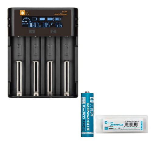 Akkuladegerät SmartCharger mit ICU CLOM ICU CLOM CellPower Blue Akku 3,6V 2.6Ah