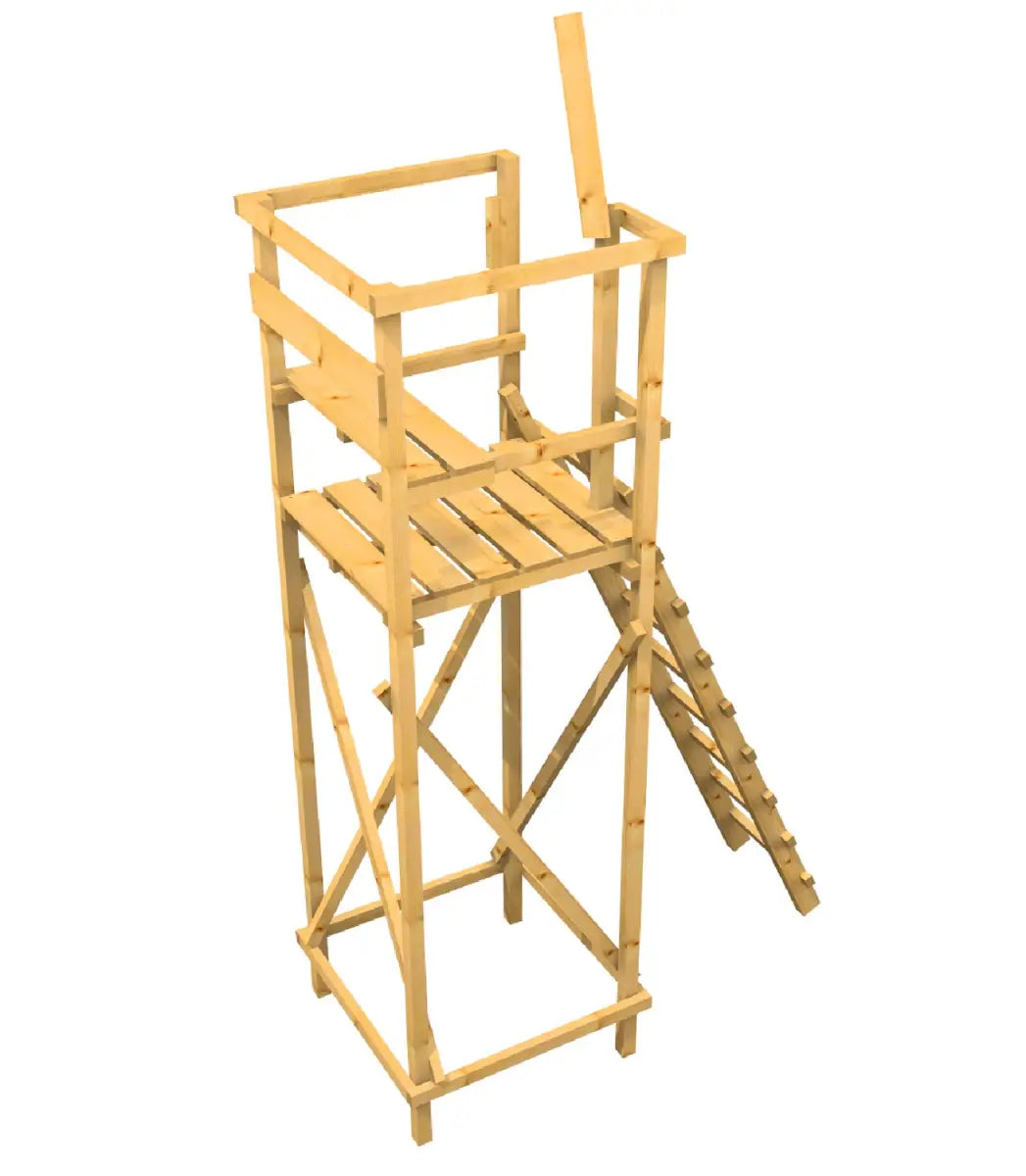 Konstruktionszeichnung, Drückjagdbock "Oberförster" 3,50 m Erfolg Aufstieg schräg für die Jagd.