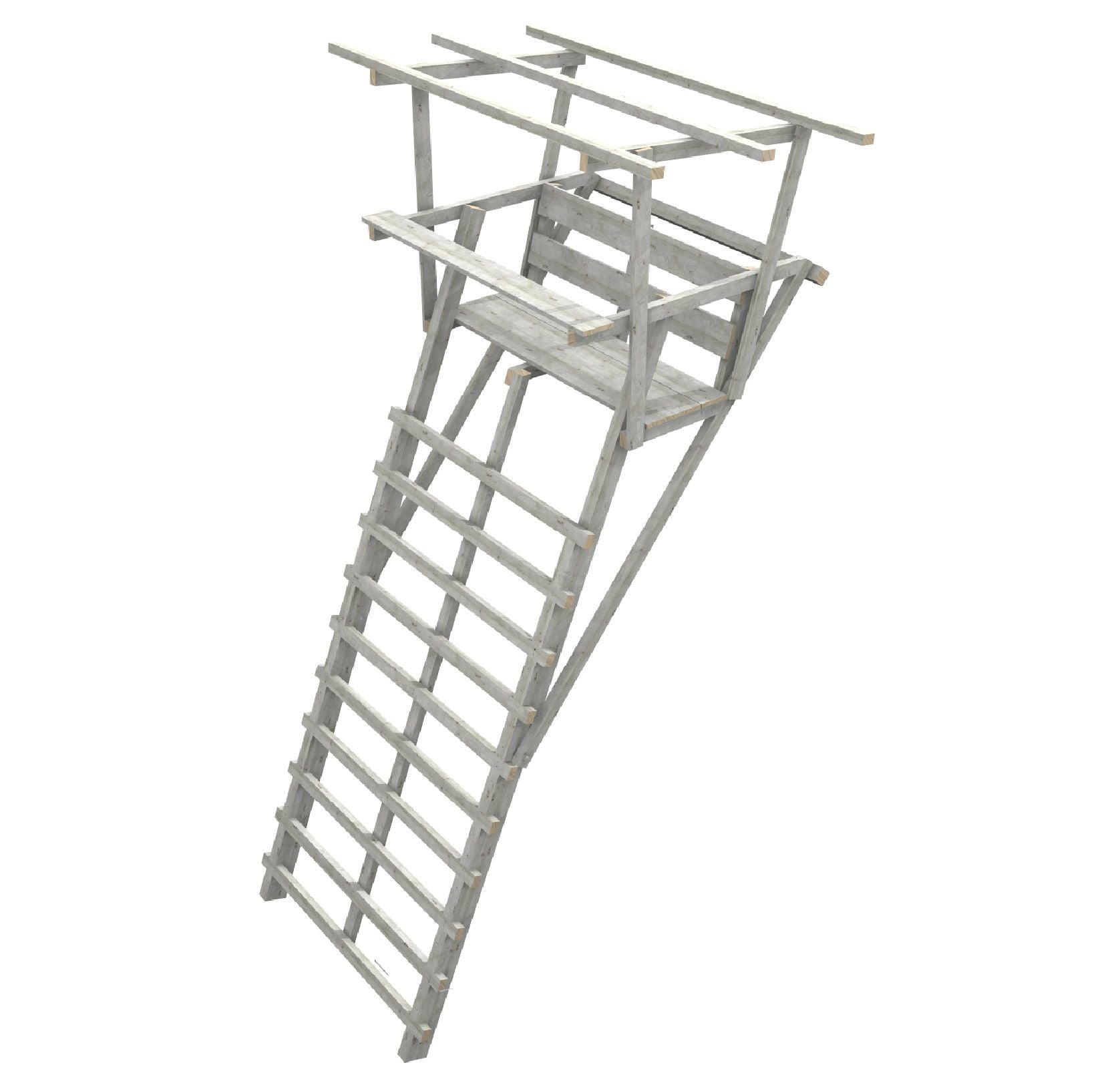 Ansitzleiter / Drückjagdleiter groß mit Dach, Höhe 4,06 m für die Jagd.