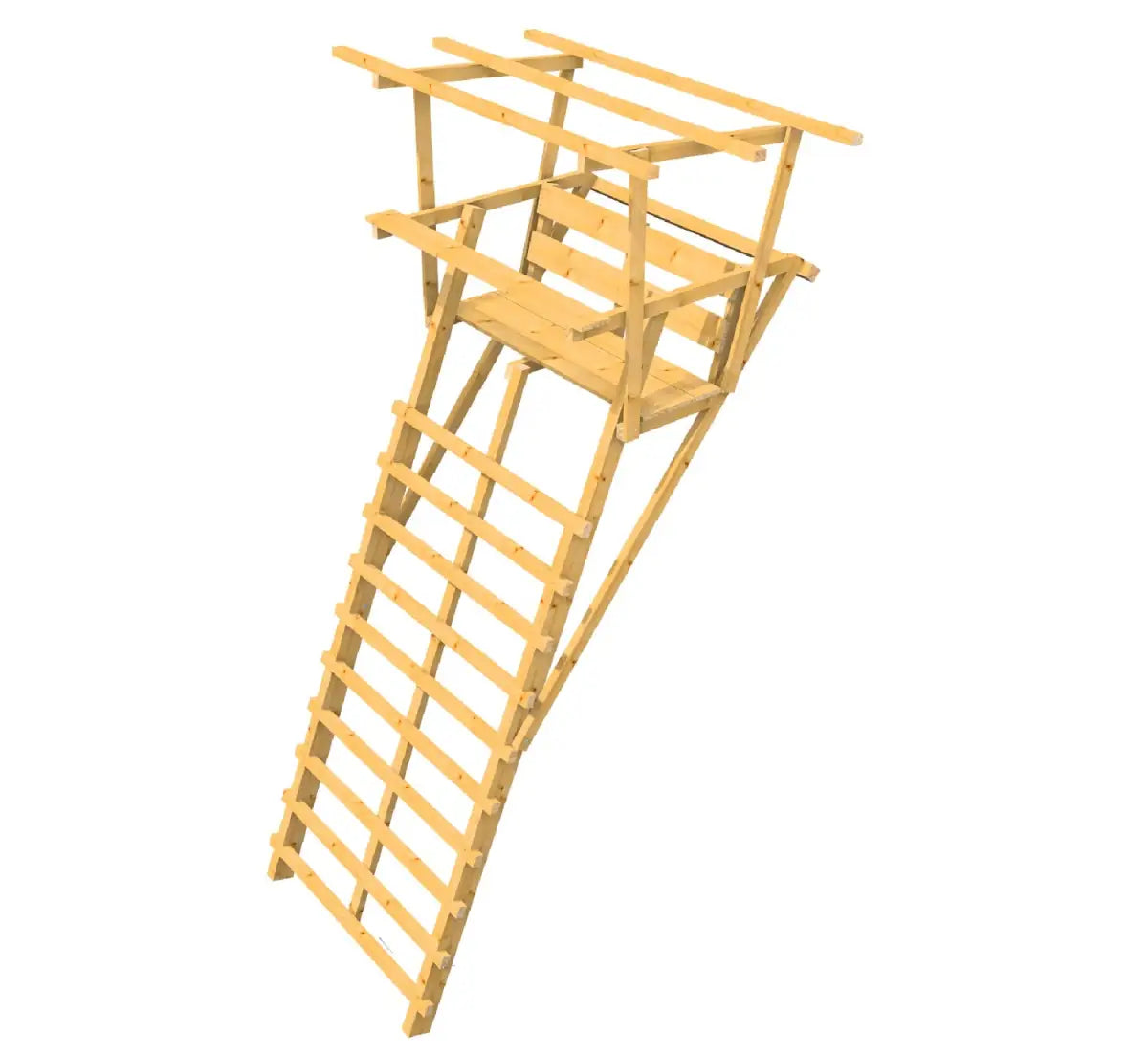 Ansitzleiter / Drückjagdleiter groß mit Dach, Höhe 4,06 m für die Jagd.