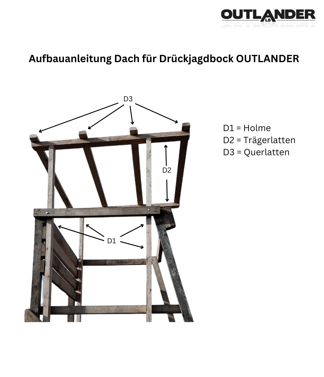 Drückjagdbock OUTLANDER mit Dach - 3,00 m aus Lärche