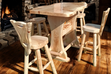 Bartisch 120 cm mit Barhocker, Holz massiv, rustikal, Outdoor