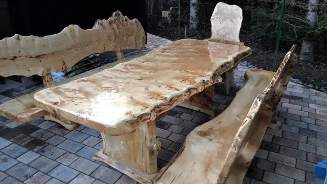 3-teilige Sitzgarnitur, Holz massiv, rustikal, Indoor und Outdoor für Haus und Garten.