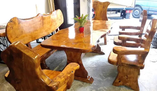 3-teilige Sitzgarnitur, Holz massiv, rustikal, Indoor und Outdoor für Haus und Garten.