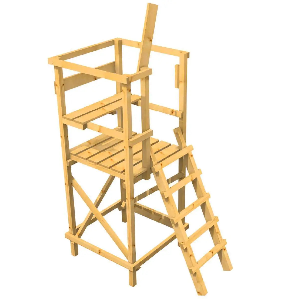 Dückjagdbock DB 250 cm Höhe "Oberförster", Aufstieg schräg für die Jagd, Konstruktionszeichung