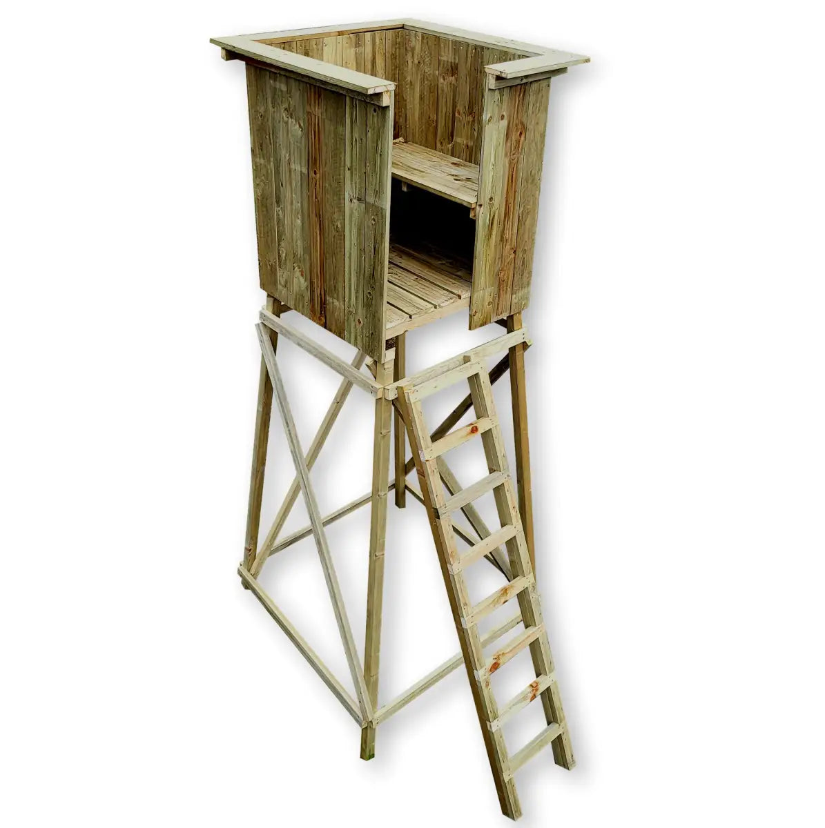 Es handelt sich hier um Drückjagdbock geschlossen / Kanzel offen für die Jagd.