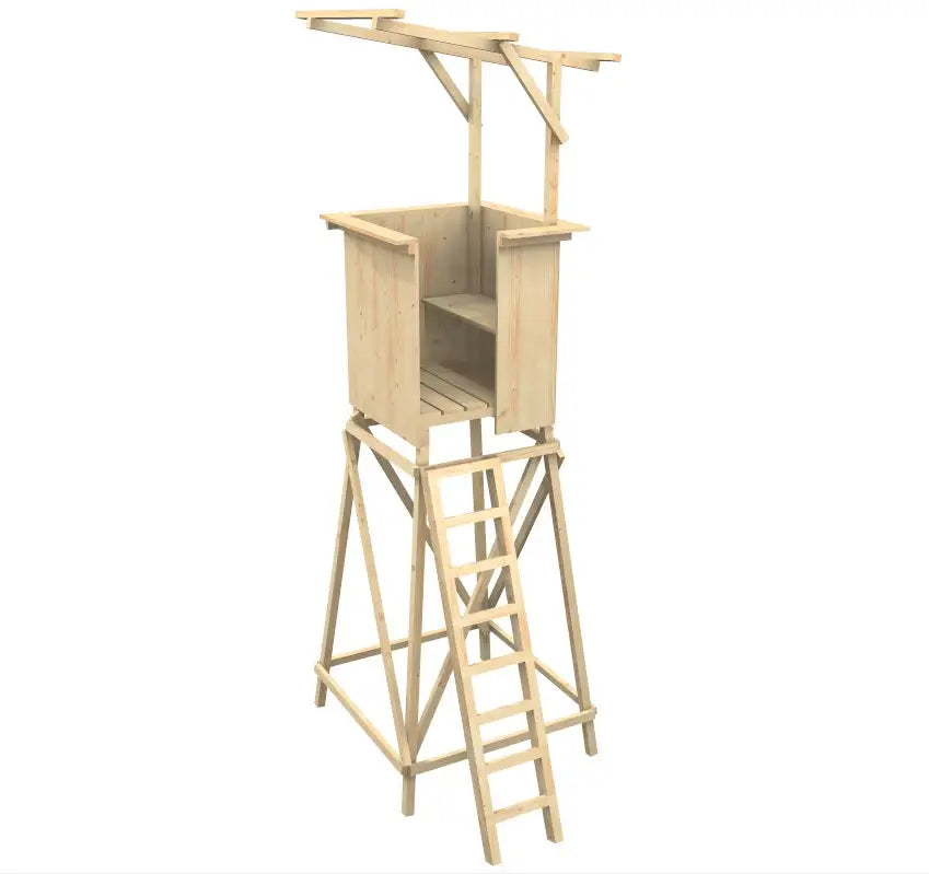 Es handelt sich hier um Drückjagdbock geschlossen / Kanzel offen für die Jagd.