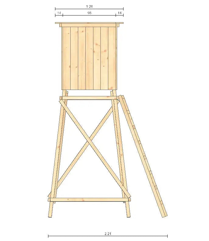 Es handelt sich hier um Drückjagdbock geschlossen / Kanzel offen für die Jagd.