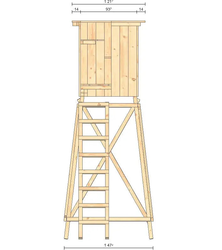 Es handelt sich hier um Drückjagdbock geschlossen / Kanzel offen für die Jagd.