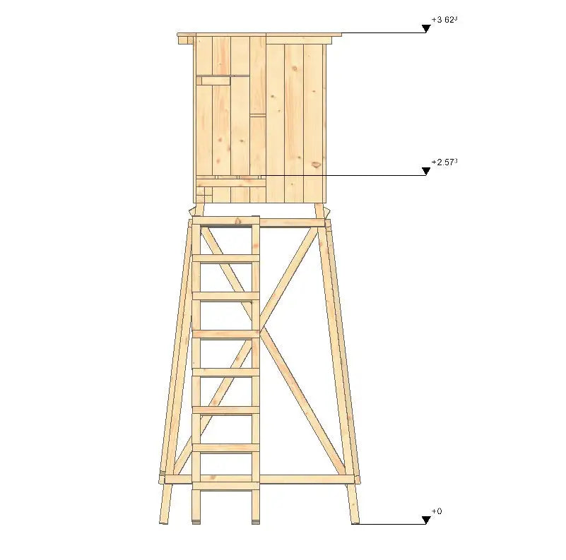 Es handelt sich hier um Drückjagdbock geschlossen / Kanzel offen für die Jagd.