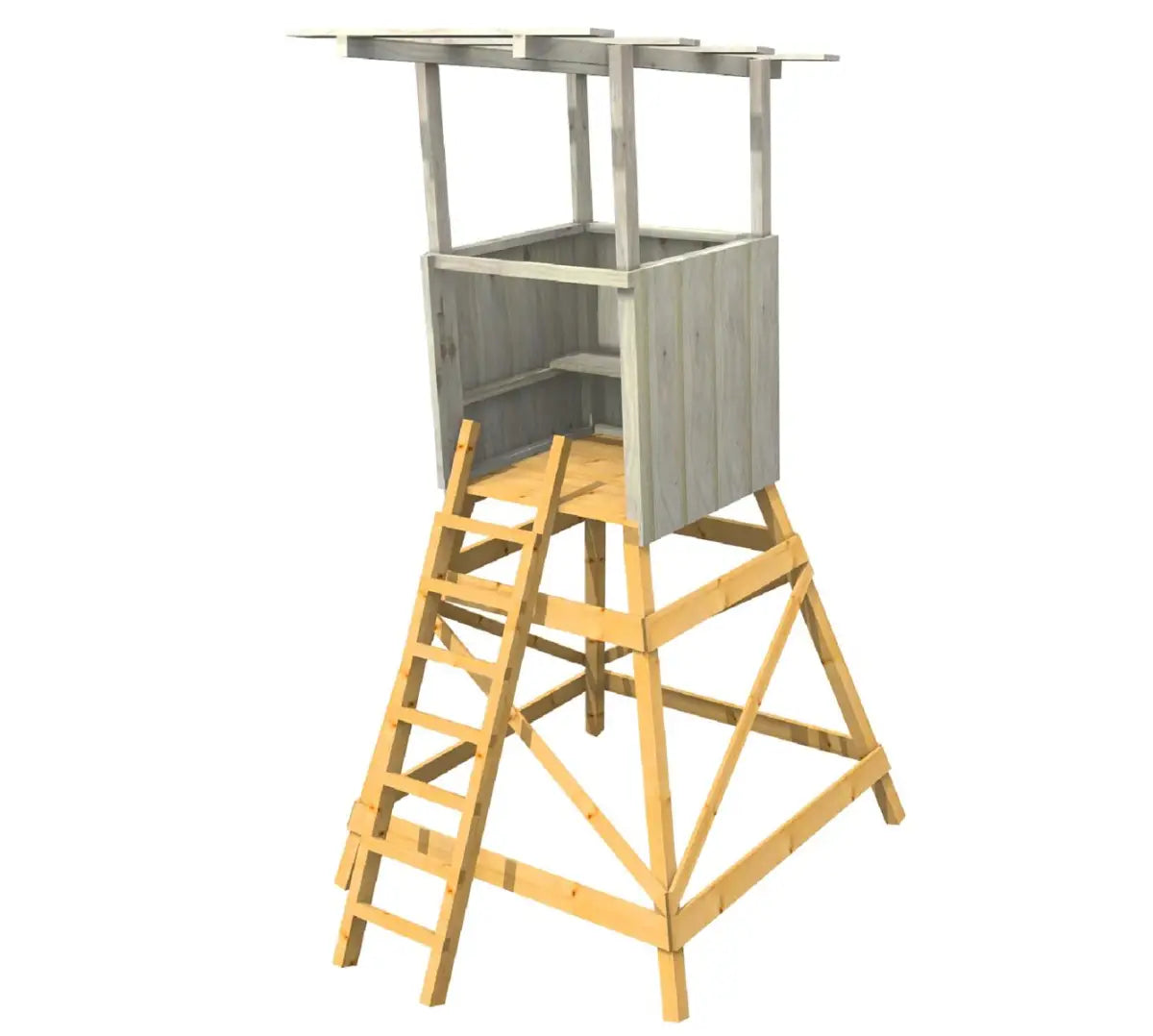 s handelt sich hier um Jagdkanzel "Waidmannsheil" inkl. Bockgerüst und Leiter, Höhe 3,10 m für die Jagd.