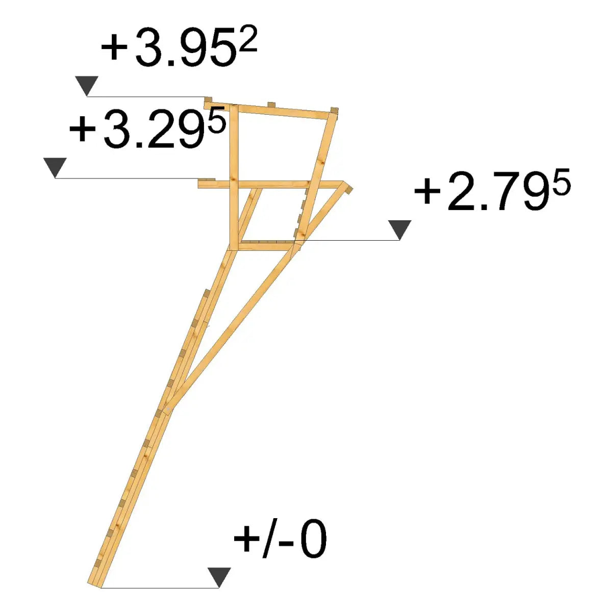 Es handelt sich hier um Ansitzleiter / Drückjagdleiter groß mit Dach 3,29 m Höhe, Zweisitzer für die Jagd.