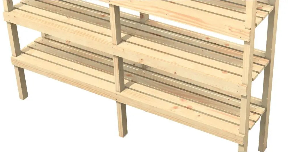 Es handelt sich hier um In- und Outdoor Holzregal für Haus und Garten.