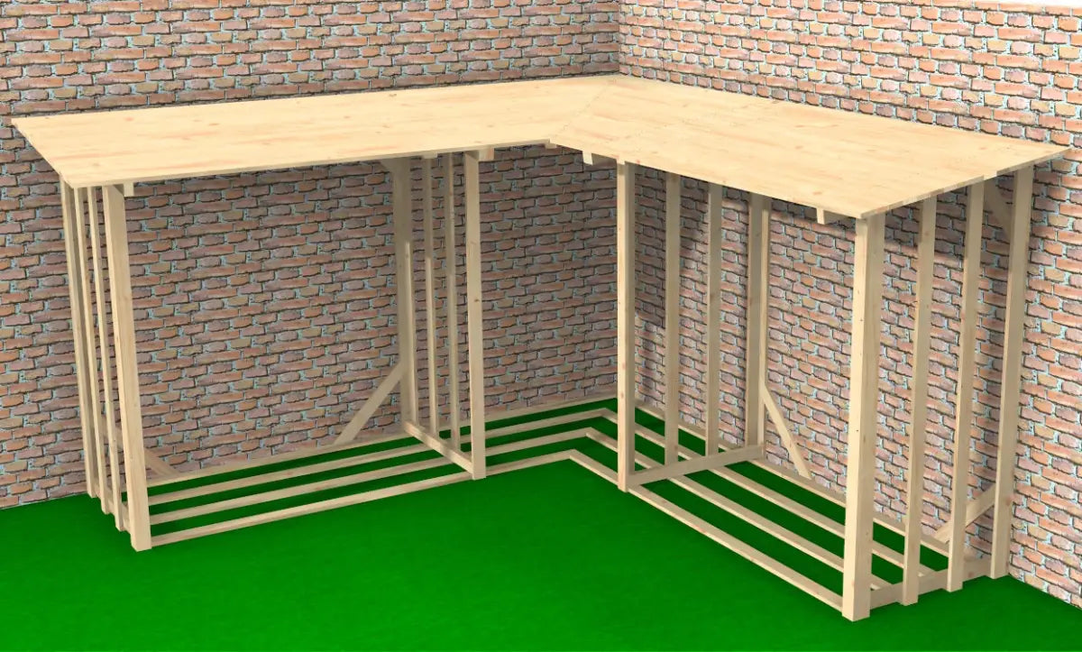 Es handelt sich hier um Kaminholzregal "Beers" über Eck XXXL für die Jagd.