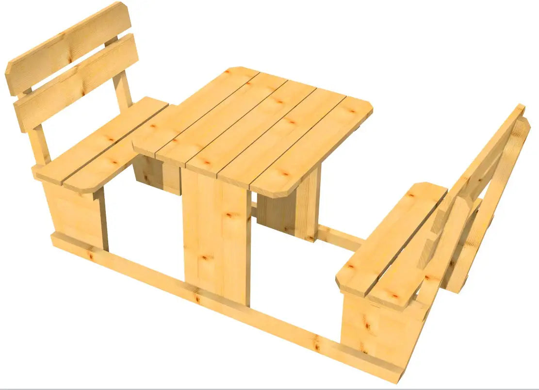 Es handelt sich hier Rustikale Sitzgruppe für 2 Pers. mit Rückenlehne für die Jagd.