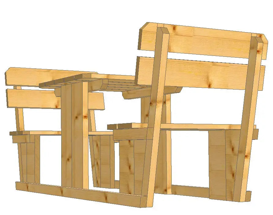 Es handelt sich hier Rustikale Sitzgruppe für 2 Pers. mit Rückenlehne für die Jagd.