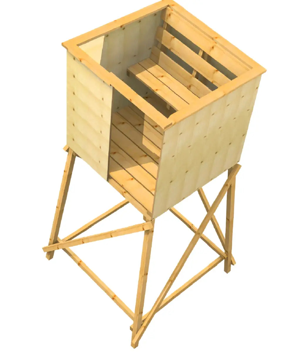 Es handelt sich hier um Drückjagdbock geschlossen / Kanzel offen, Jagdböcke für die Jagd.