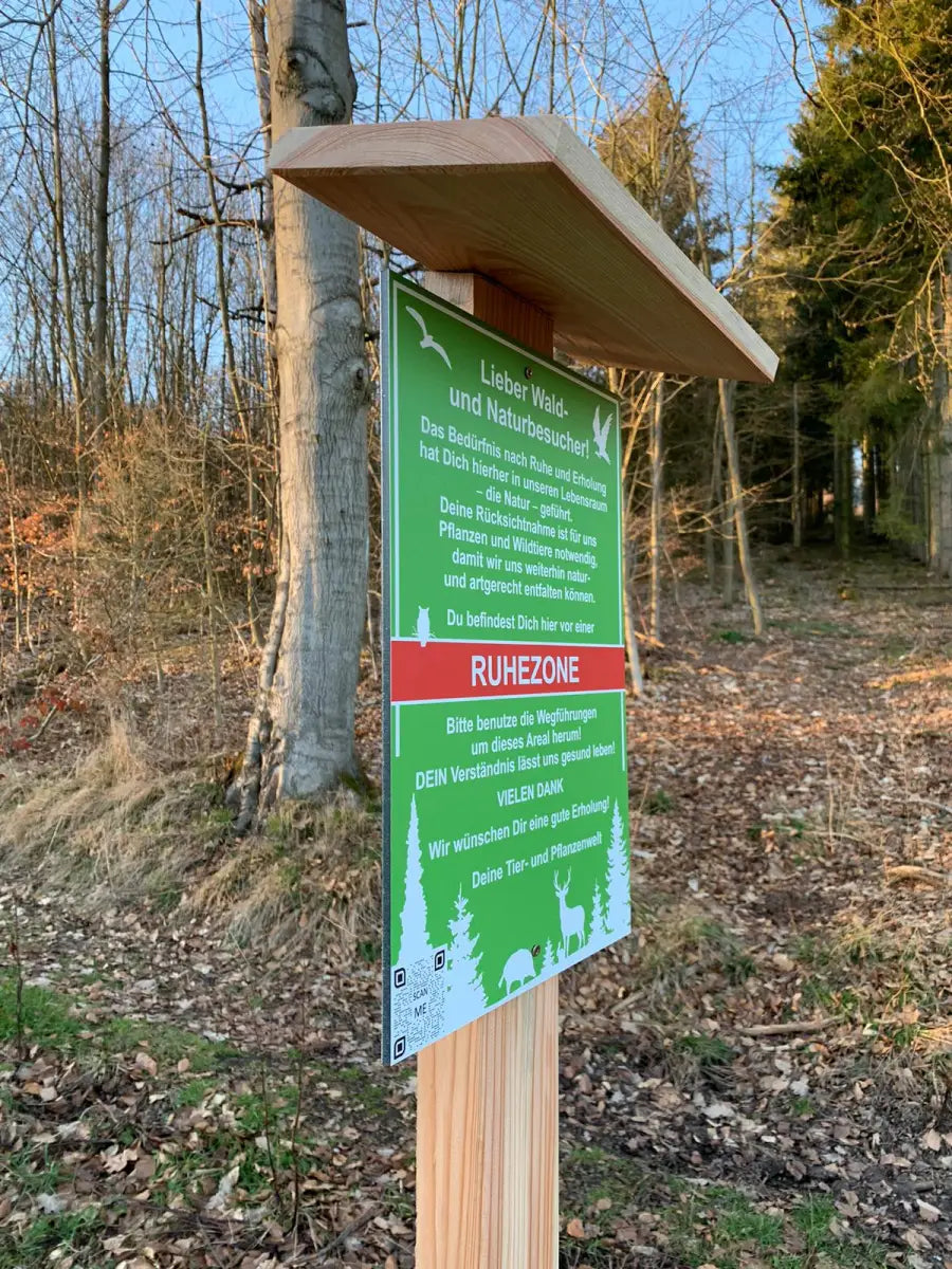 25 x Schild „Ruhezone“ - mit eigenem QR-Code Content