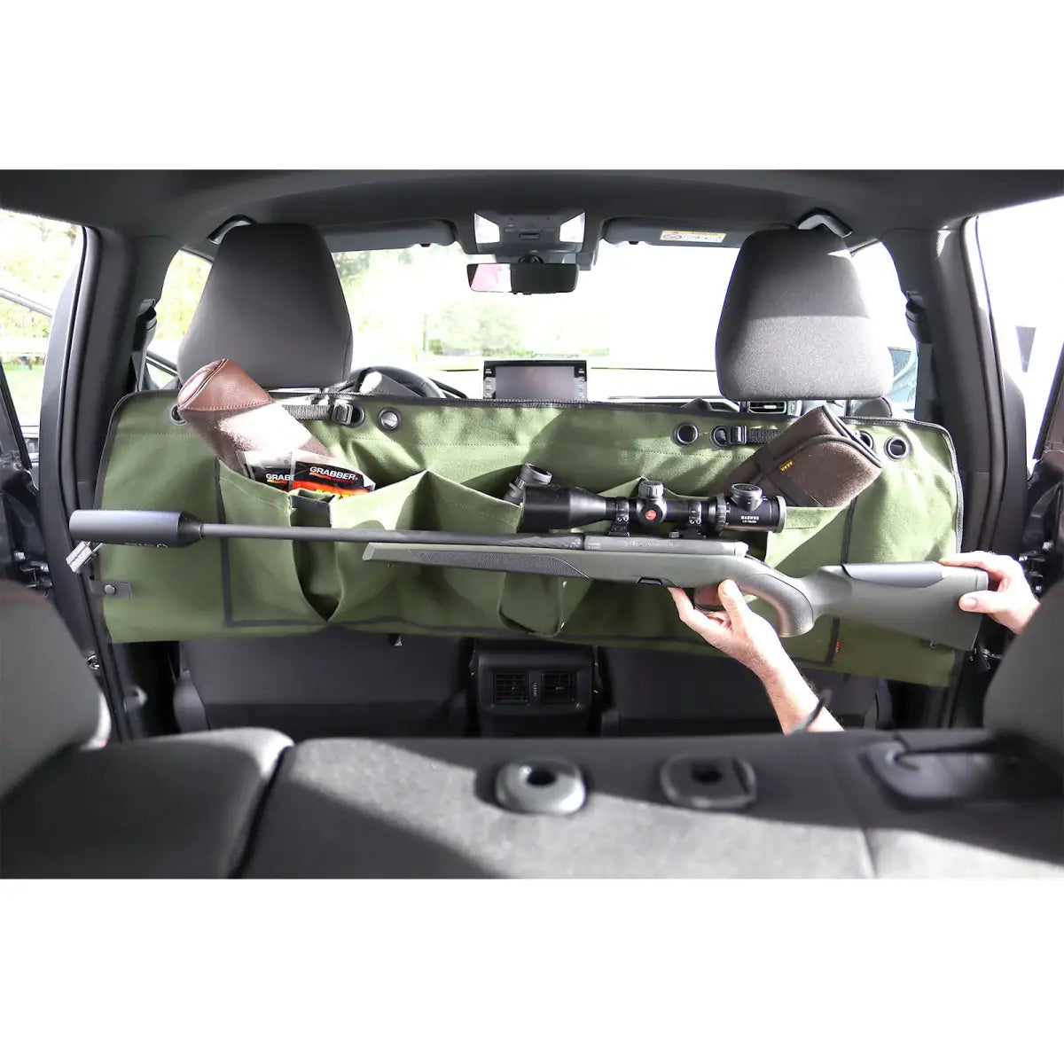 Es handelt sich hier um AKAH Gewehrfutteral aus Canvas für PKWs für die Jagd.