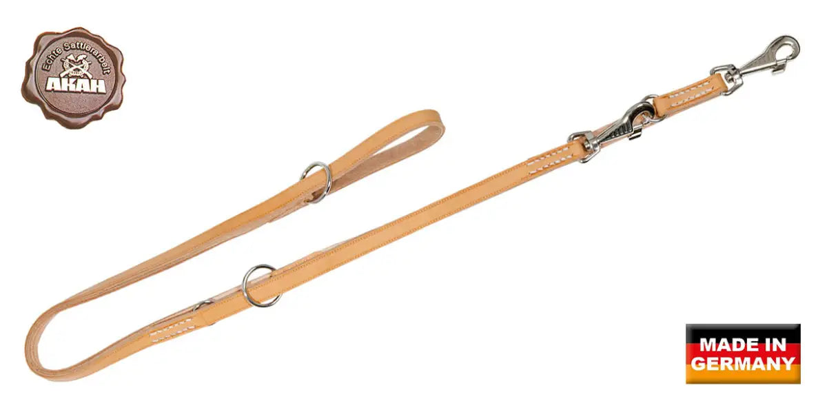 Es handelt sich hier um AKAH Polizeileine aus Fahlleder für die Jagd.