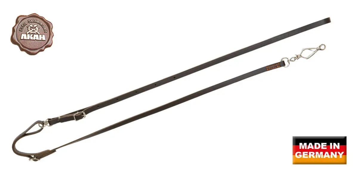 Es handelt sich hier um AKAH Umhängeleine aus Sattelleder für die Jagd.