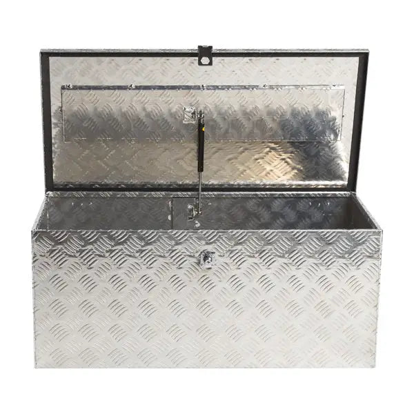 Es handelt sich hier um Aluriffelblechbox / Aufbewahrungsbox abschließbar inkl. Gasfeder und 2 Zurrgurte von Gehetec für die Jagd.