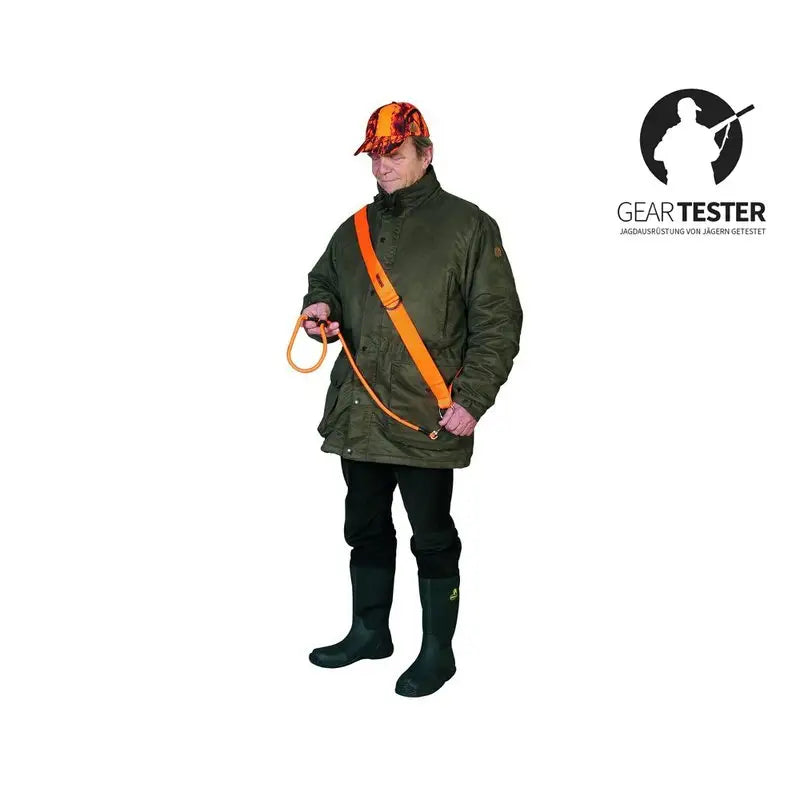 Es handelt sich hier um Bergehilfe / Umhängeleine orange 140 cm für die Jagd.
