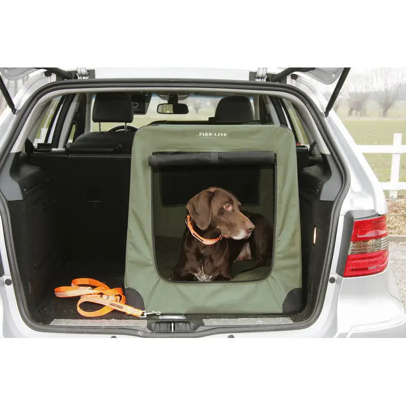 Es handelt sich hier um Farm-Land Hundebox faltbar grün für die Jagd.