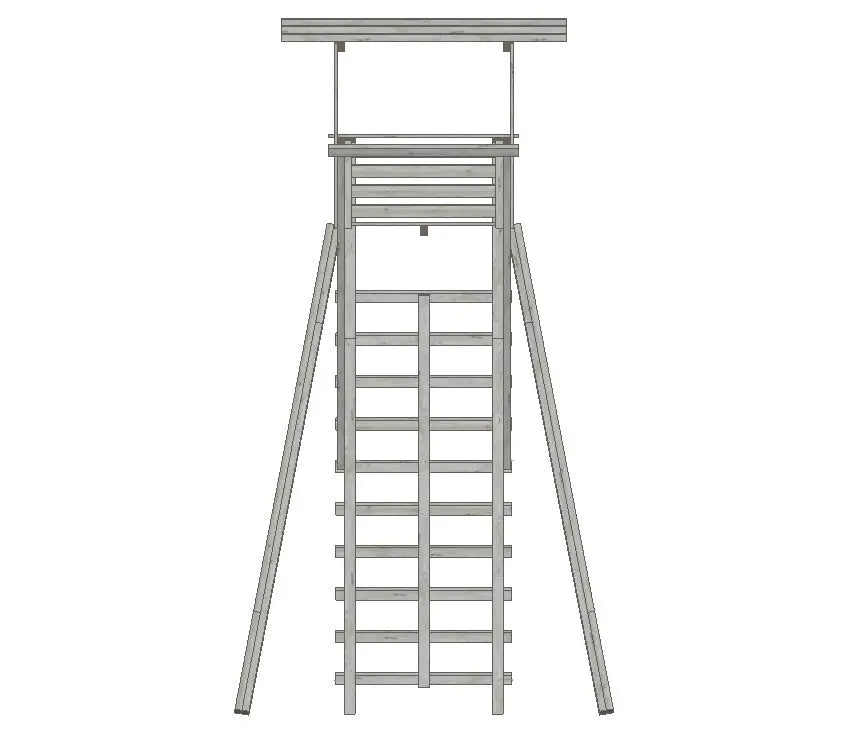 Es handelt sich hier um Freistehende Ansitzleiter, Drückjagdleiter groß mit Dach 3,29 m Höhe, Jagdleiter für die Jagd.
