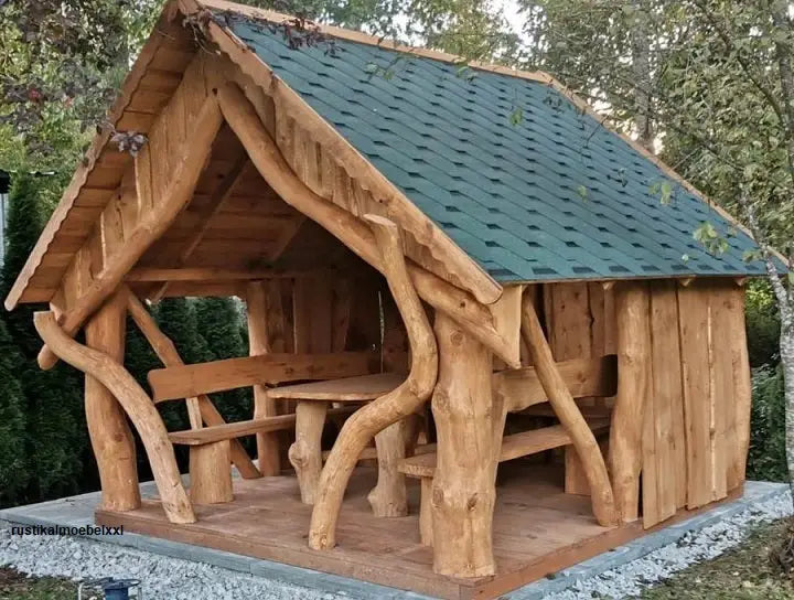 Es handelt sich hier um Pavillon - Baumstammpavillon Groß für den Garten.