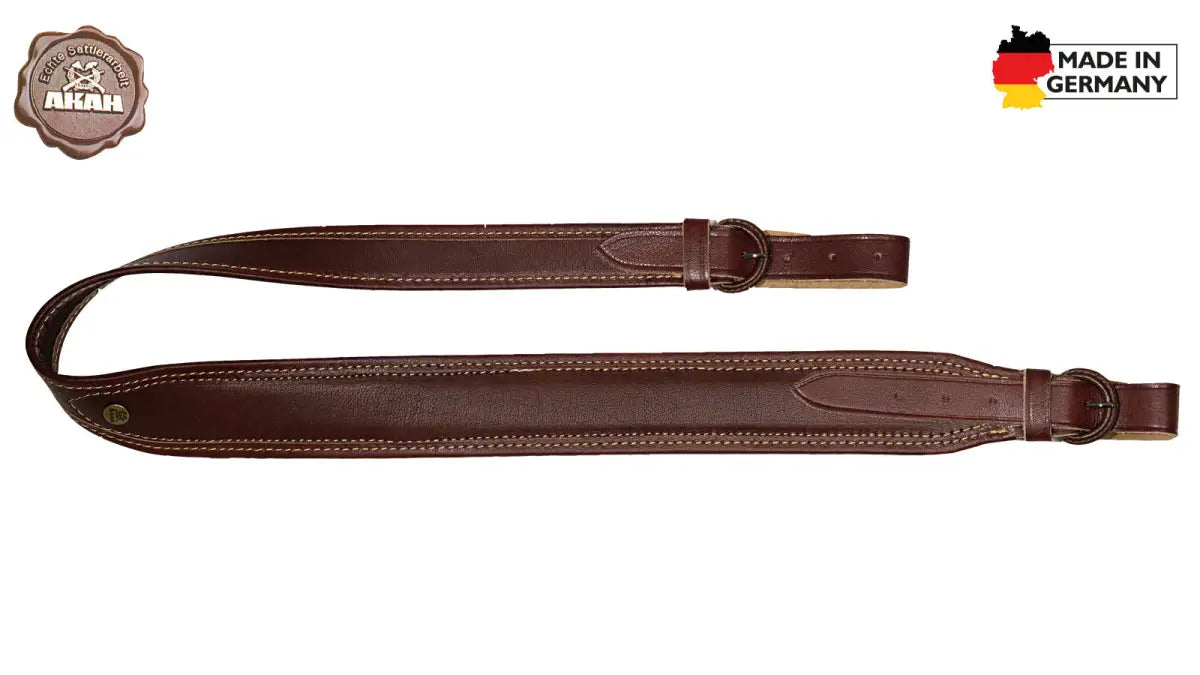 Es handelt sich hier um Gewehrriemen Vollrindleder AKAH für die Jagd.