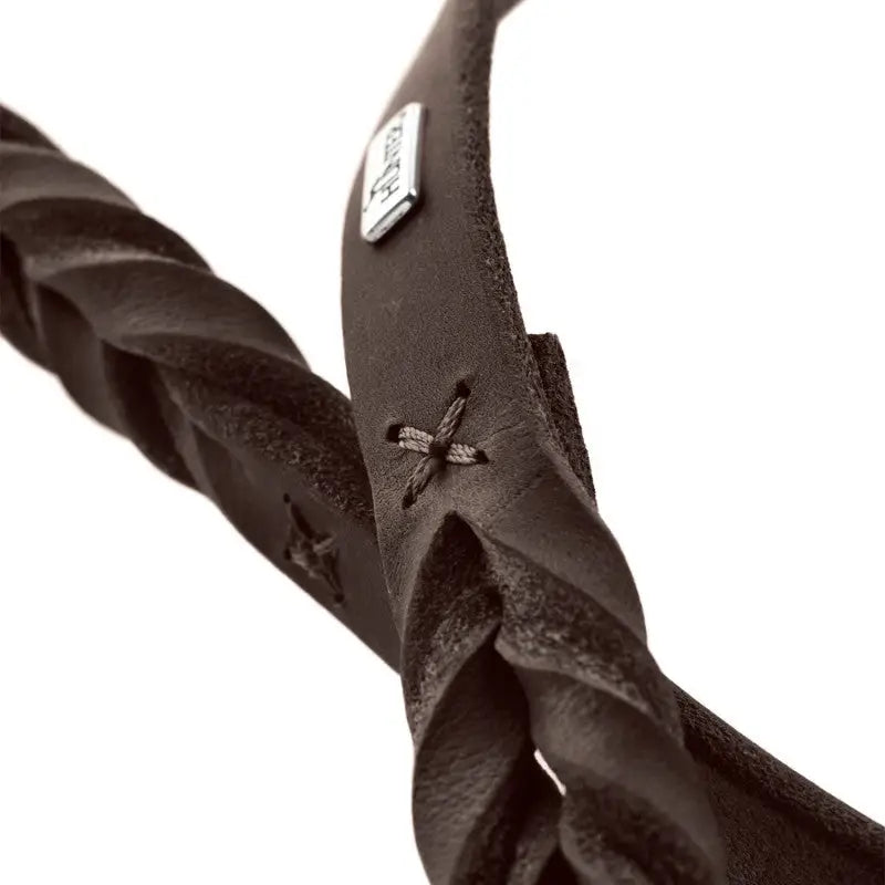 Es handelt sich hier um Hunter Verstellbare Führleine Softvollrindleder/Dunkelbraun für die Jagd.