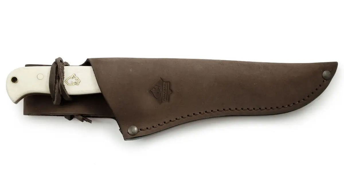 Es handelt sich hier um PUMA SGB buffalo hunter, glatter weißer Knochen, Jagdmesser für die Jagd.