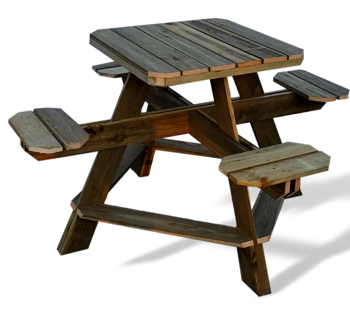 Es handelt sich hier um Rustikale Sitzgruppe für 8 Personen für die Jagd.