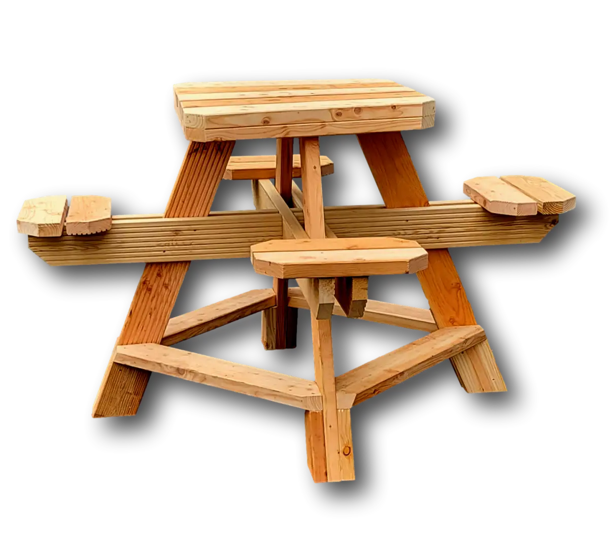 Es handelt sich hier um Rustikale Sitzgruppe für 8 Personen für die Jagd.