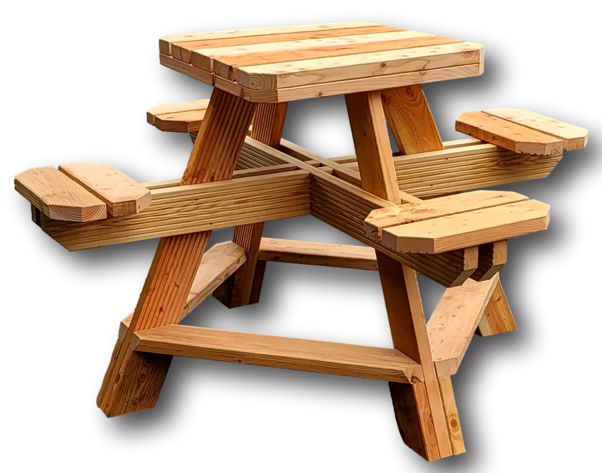 Es handelt sich hier um Rustikale Sitzgruppe für 8 Personen für die Jagd.