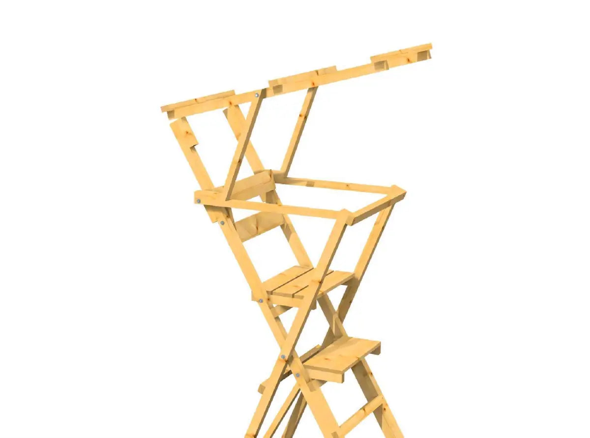 Die klappbare Scherenleiter aus KDI für die Jagd, stellt eine solide Ansitzleiter mit Dach dar.