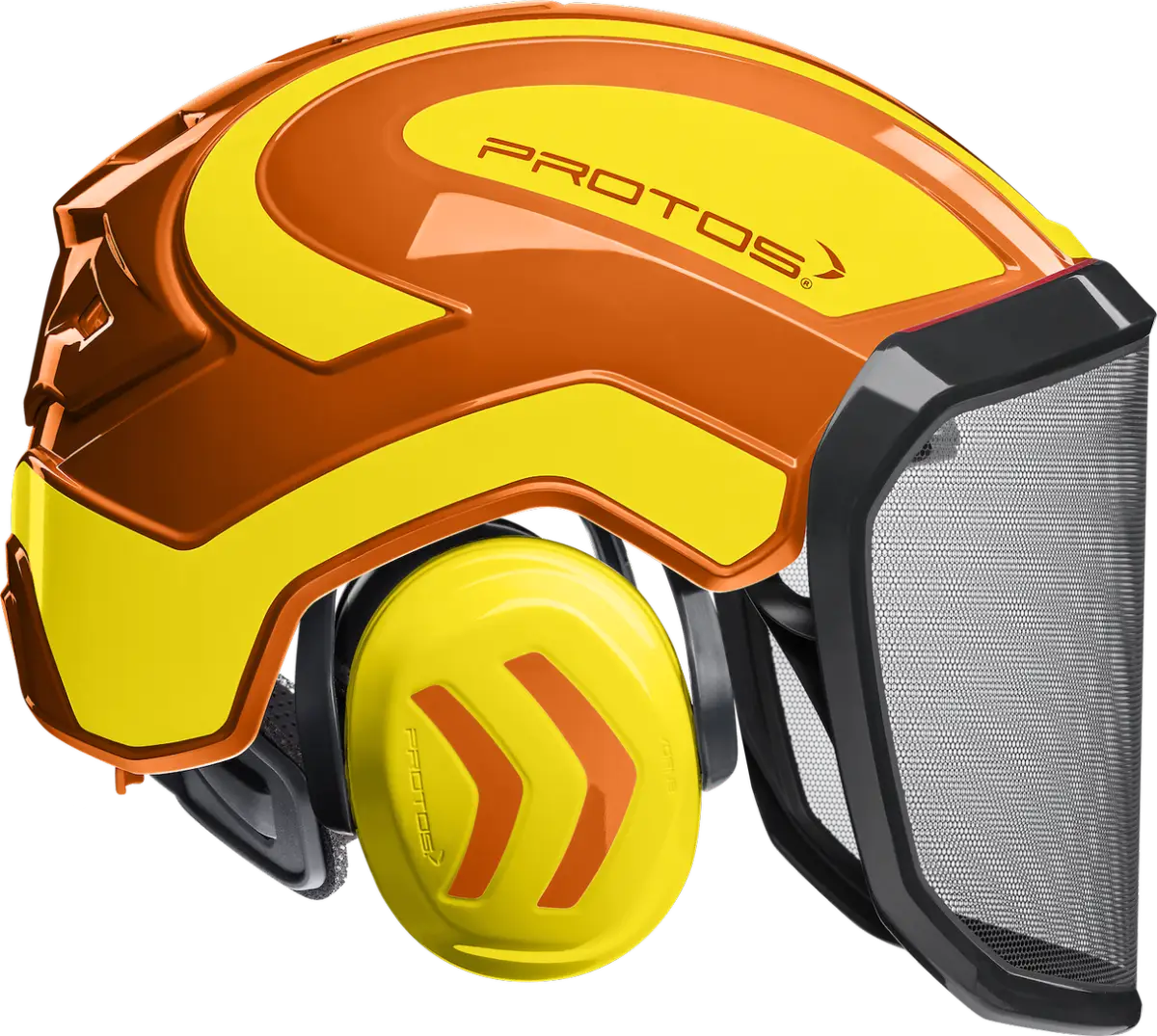 Es handelt sich hier um Schutzhelm Protos Integral Forest - Orange-Neongelb für die Jagd.