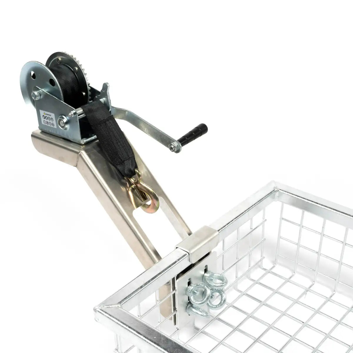 Seilwindenbock inkl. Seilwinde. Der gebrauchsmustergeschützte Seilwindenbock mit Seilwinde und S-Haken erleichtert das Bergen von schwerem Wild.