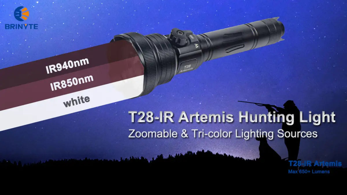 Taschenlampe BRINYTE T28 Artemis IR (Infrarot) für die Jagd.