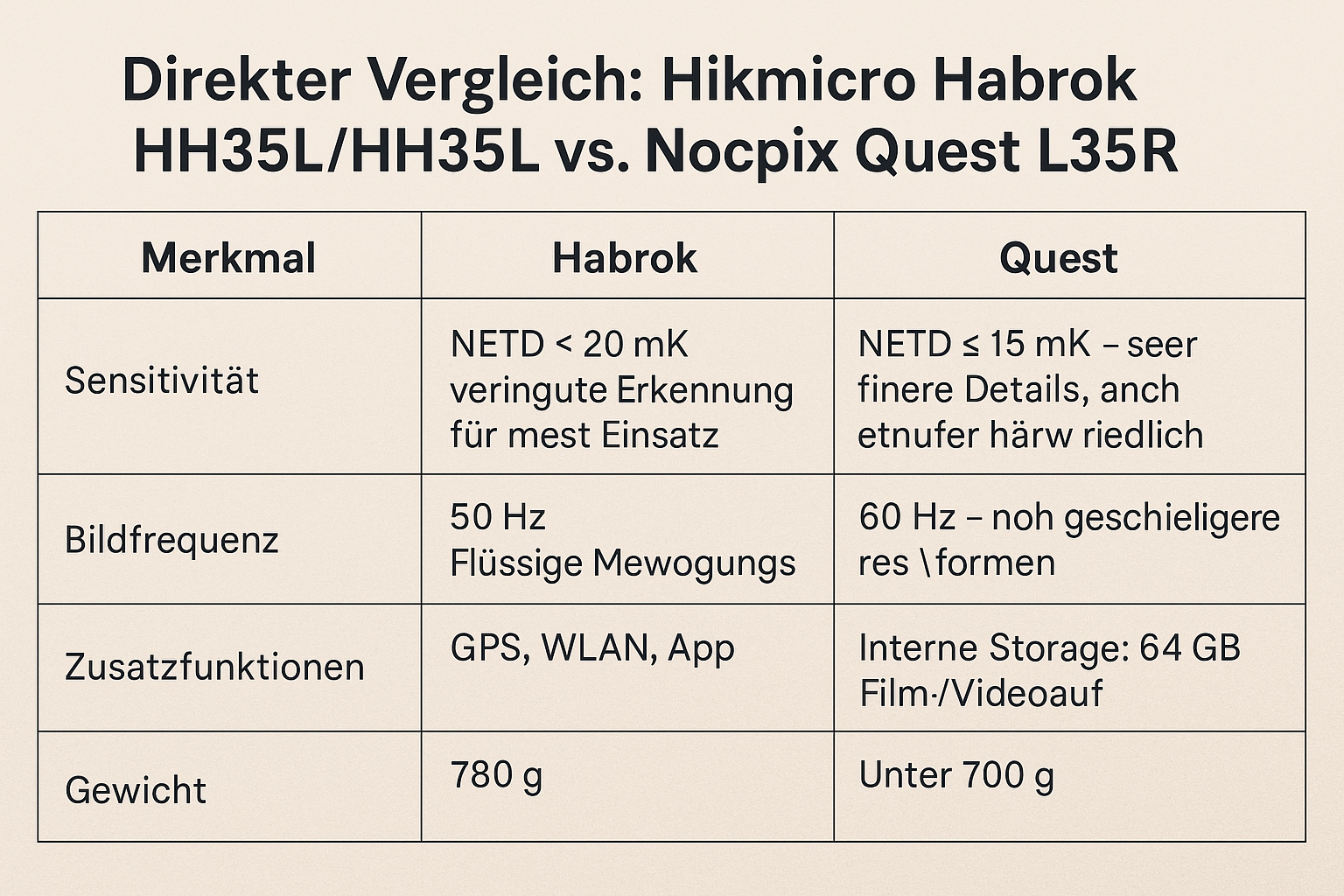 Vergleich Hikmicro Habrok und Nocpix Quest