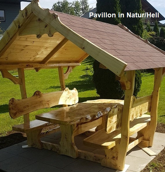 Es handelt sich hier um Pavillon Groß aus Pappel Holz massiv, rustikal, Outdoor für den Garten.