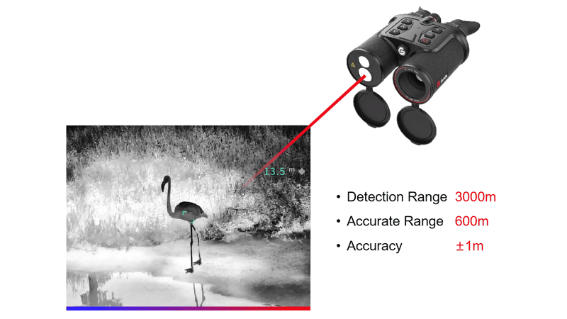 Es handelt sich hier um Aufnahme mit dem Wärmebild Fernglas Guide TN450 LRF BiOkular für die Jagd.